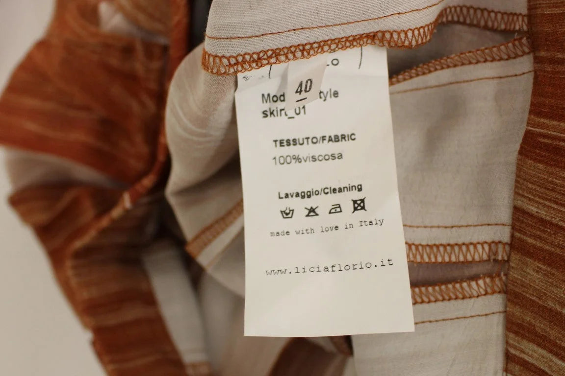 Licia Florio Brown Orange Below Knee Full Skirt - IT42|M