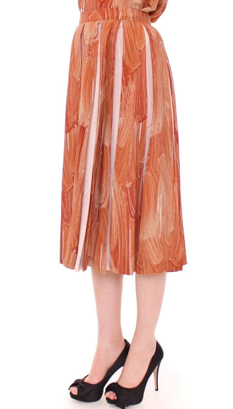 Licia Florio Brown Orange Below Knee Full Skirt - IT42|M - Skirts
