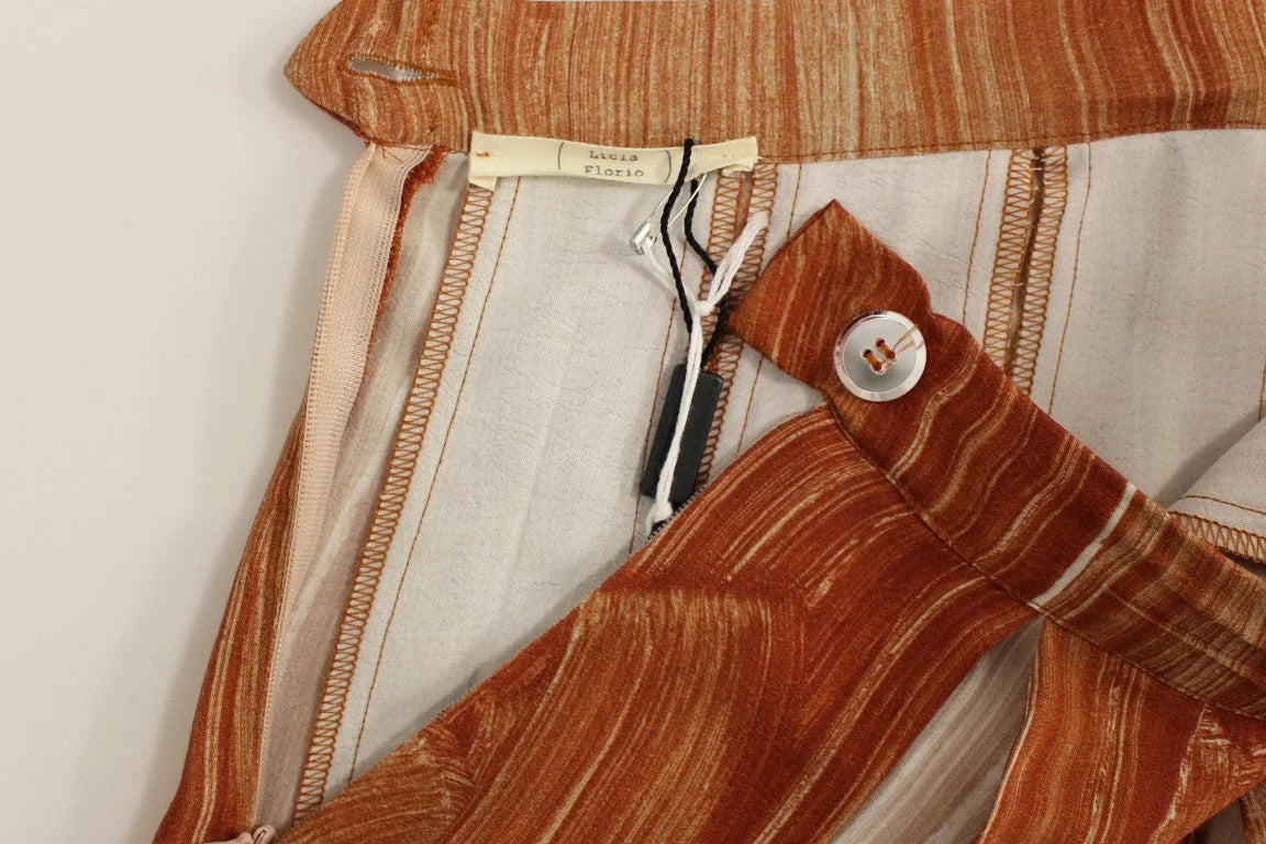 Licia Florio Brown Orange Below Knee Full Skirt - IT42|M - Skirts