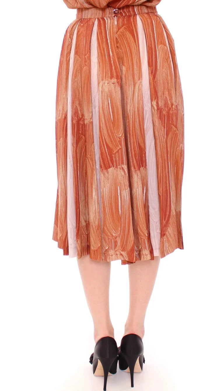 Licia Florio Brown Orange Below Knee Full Skirt - IT42|M - Skirts