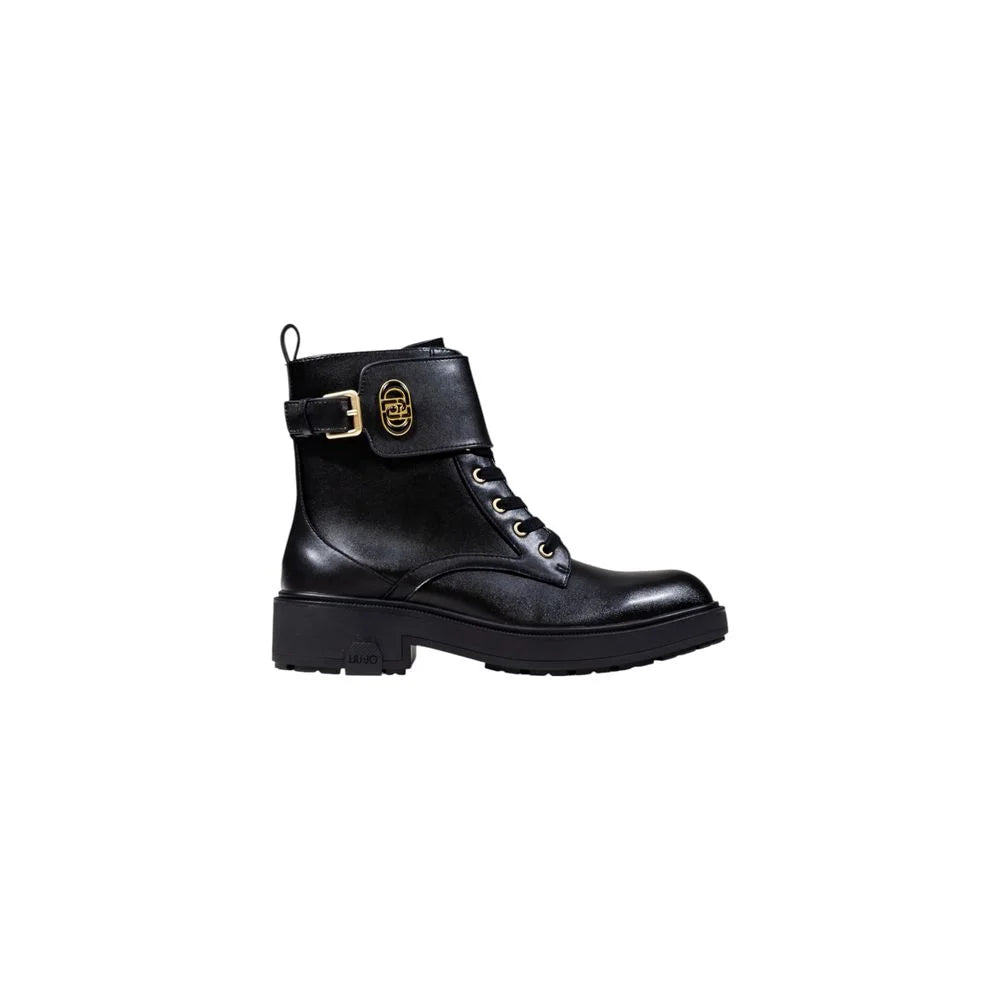 Liu Jo Bottines Noires en Cuir Synthétique à Lacets - Bottines