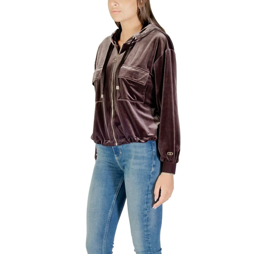 Liu Jo Brown Polyester Hoodie - IT42|M