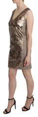 Liu Jo Brown Sequined V-neck Sleeveless Sheath Mini Dress - IT42|M - Dresses