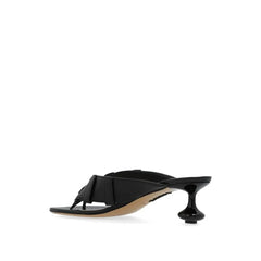 Loewe Black Lamb Leather Flat Sandals - EU36/US6