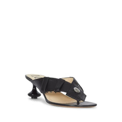 Loewe Black Lamb Leather Flat Sandals - EU36/US6