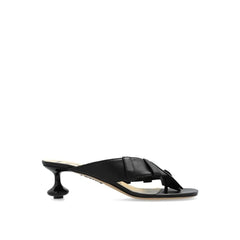 Loewe Black Lamb Leather Flat Sandals - EU36/US6