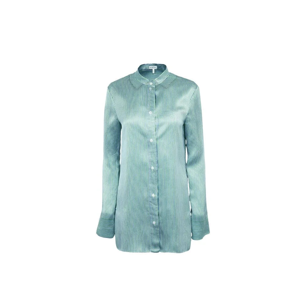 Loewe Blue Silk Pattern Shirt