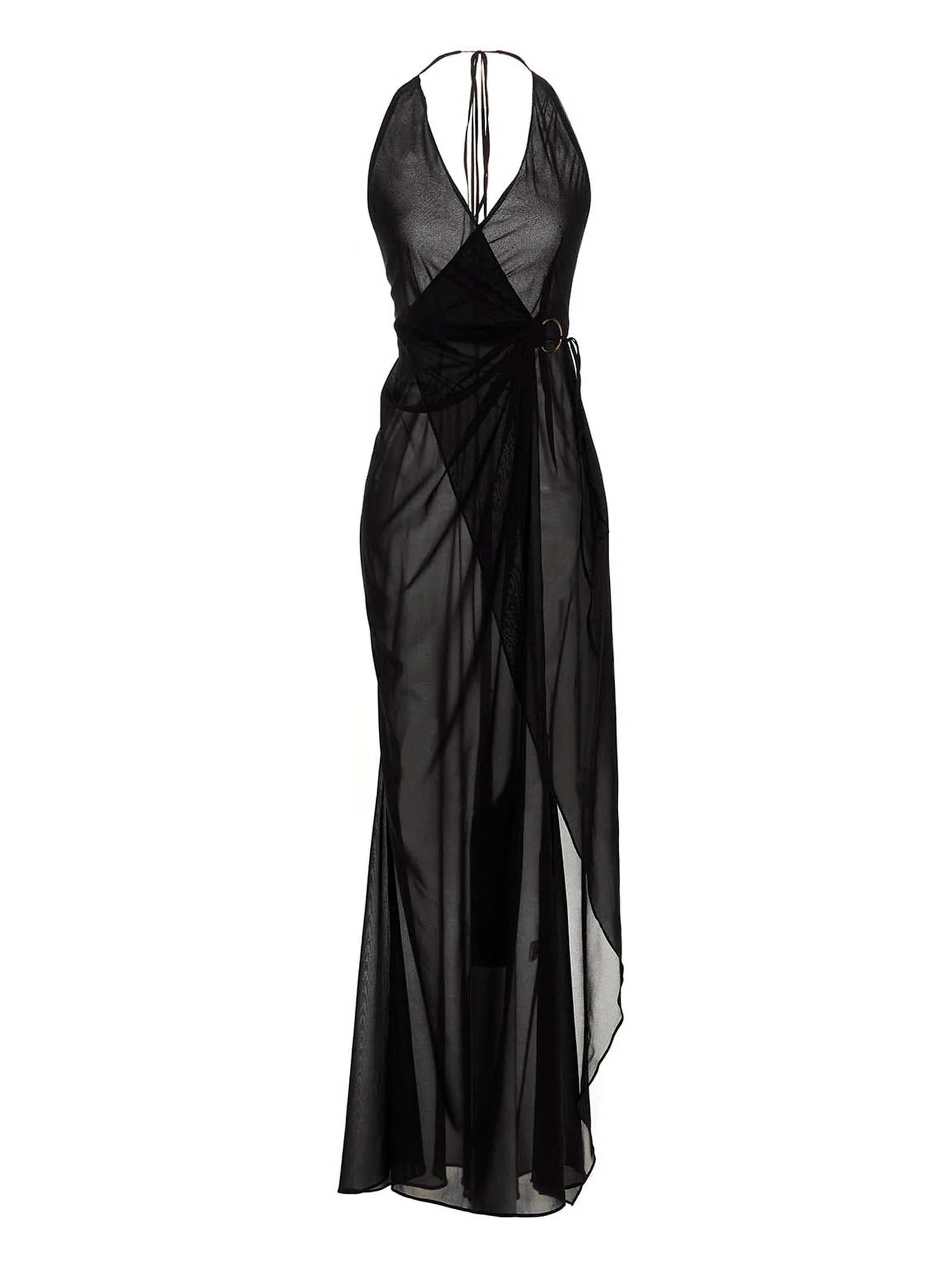 Louisa Ballou Black Silk Long Dress - S