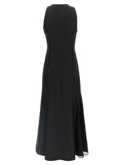 Loulou De Saison Black Silk Midi Dress