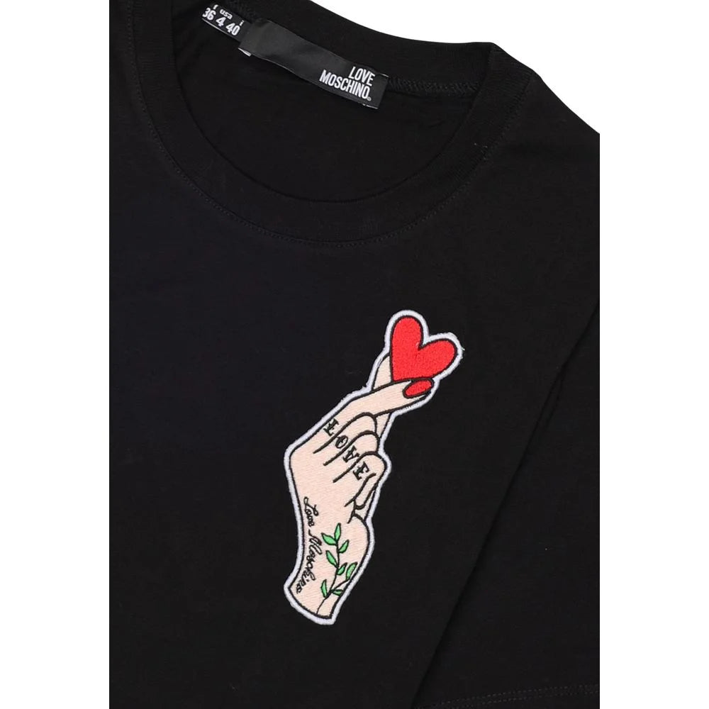 Love Moschino Black Cotton T-Shirt - IT40 | XS
