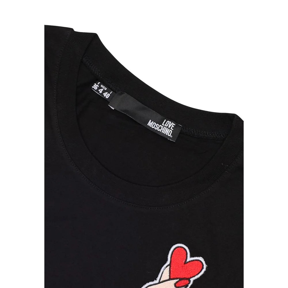 Love Moschino Black Cotton T-Shirt - IT40 | XS