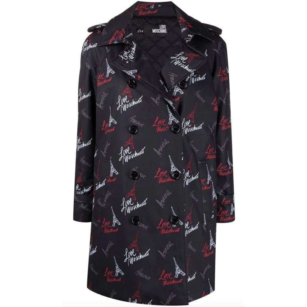 Love Moschino Black Polyester Women Coat - IT42|M - Overcoats