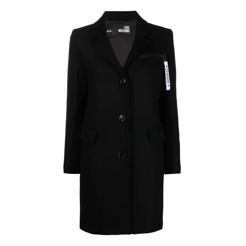 Love Moschino Black Wool Women Coat - Overcoats