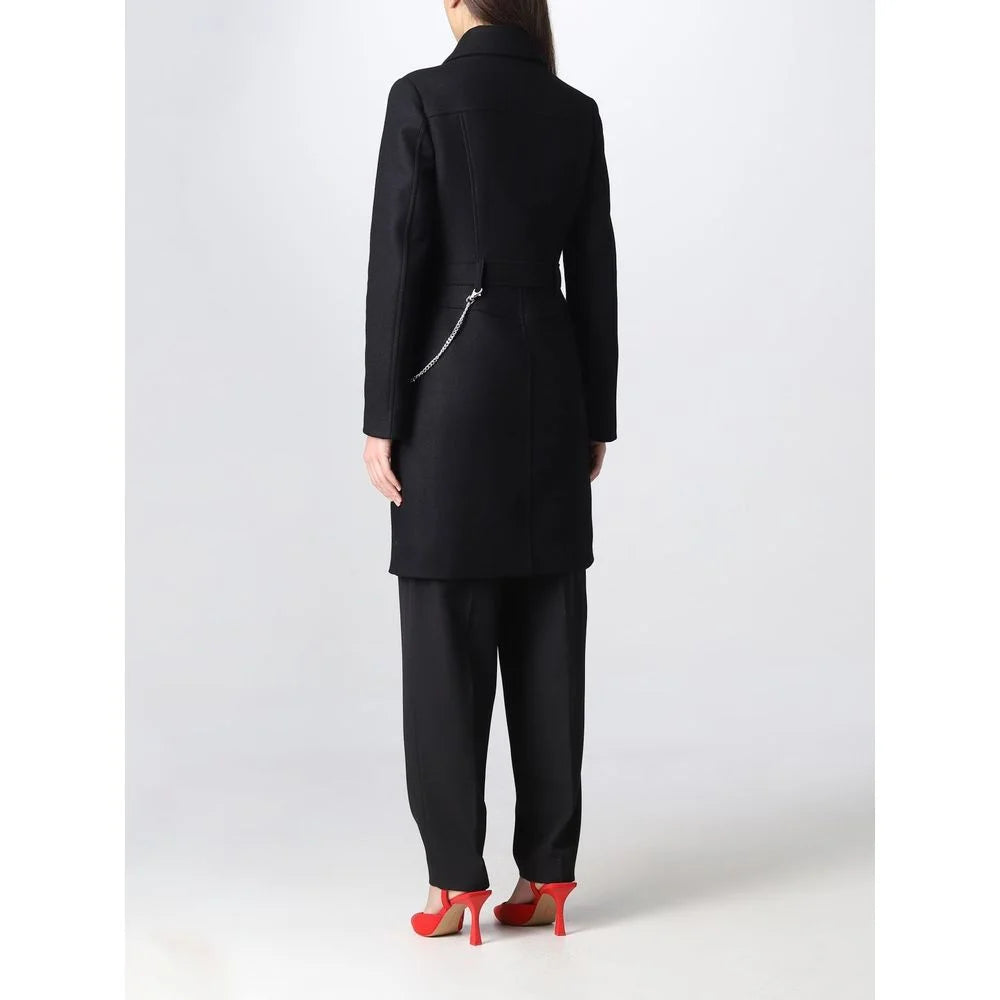 Love Moschino Black Wool Women Coat - Overcoats