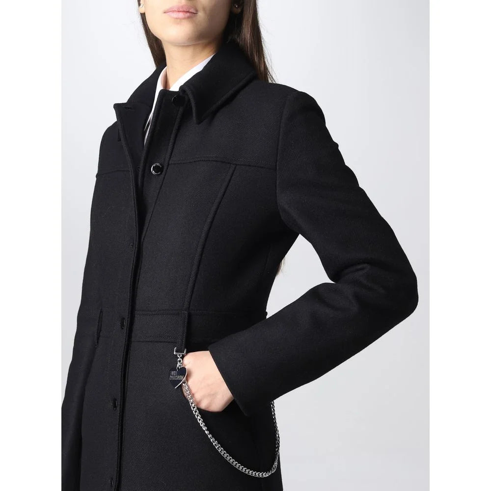 Love Moschino Black Wool Women Coat - Overcoats