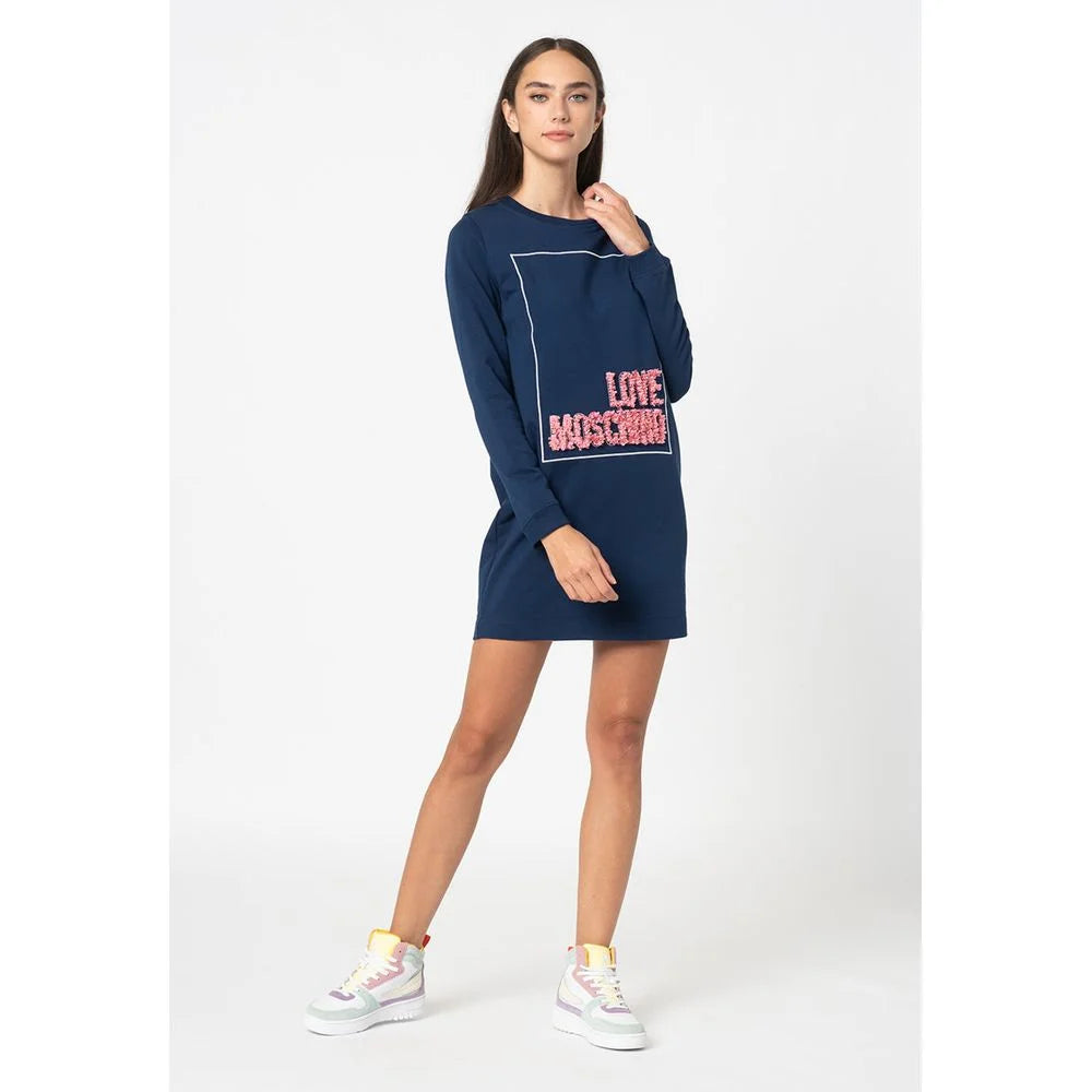 Love Moschino Blue Cotton Women Dress - IT44|L - Dresses