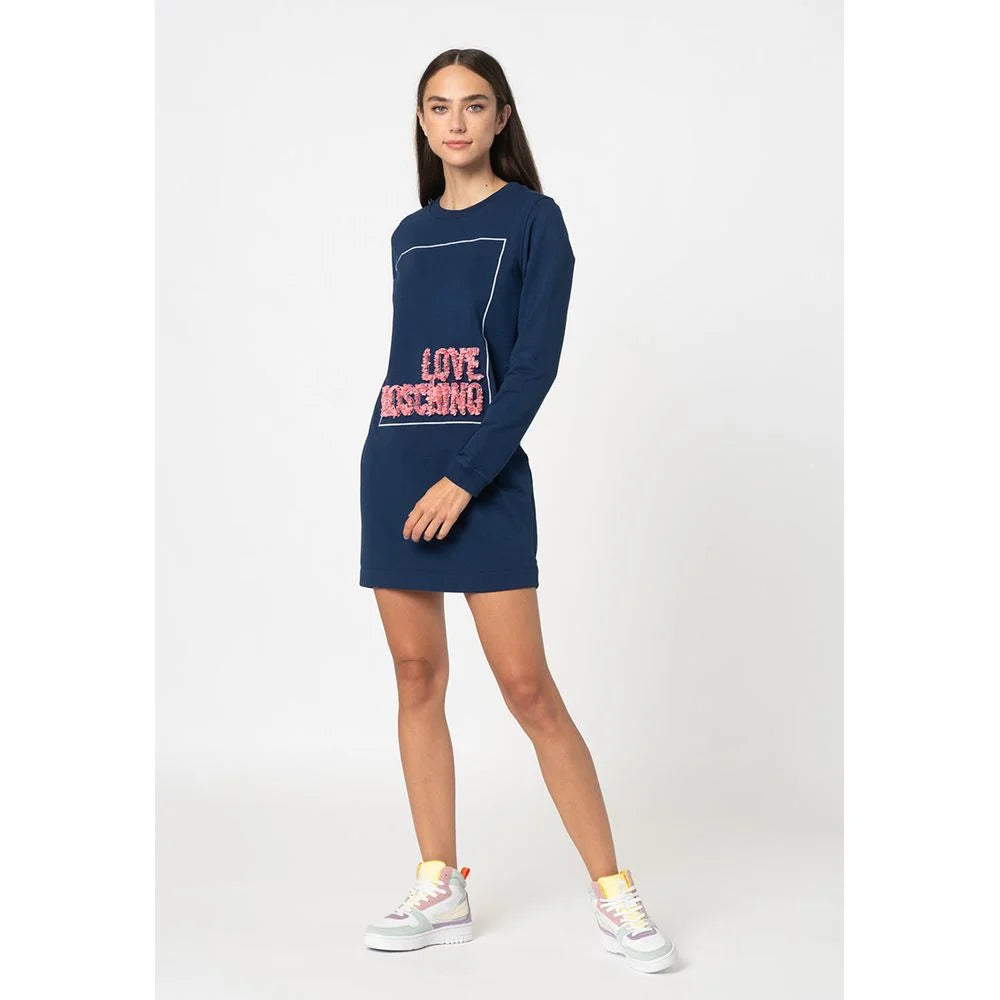 Love Moschino Blue Cotton Women Dress - IT44|L - Dresses