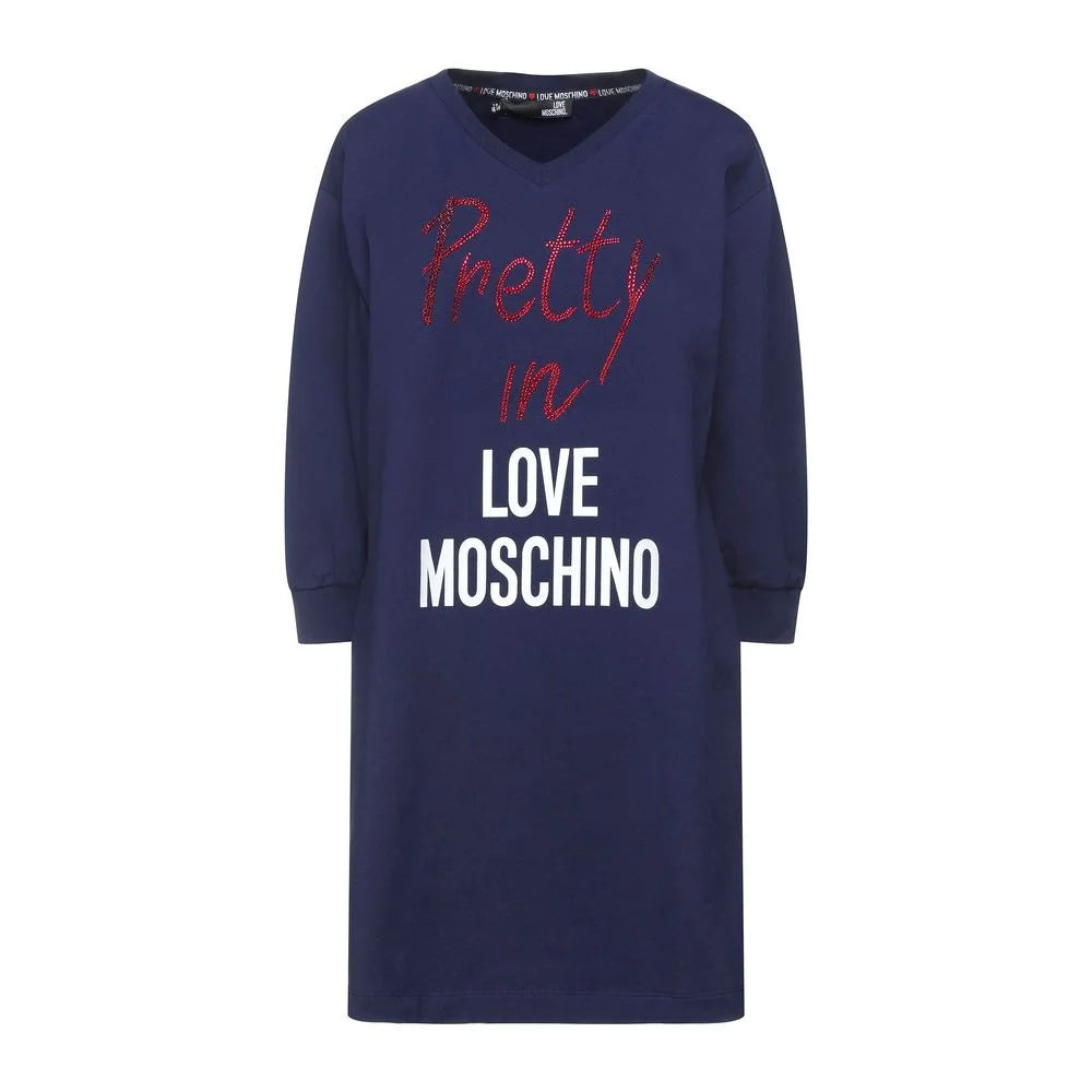 Love Moschino Blue Cotton Women Dress - IT44|L - Dresses