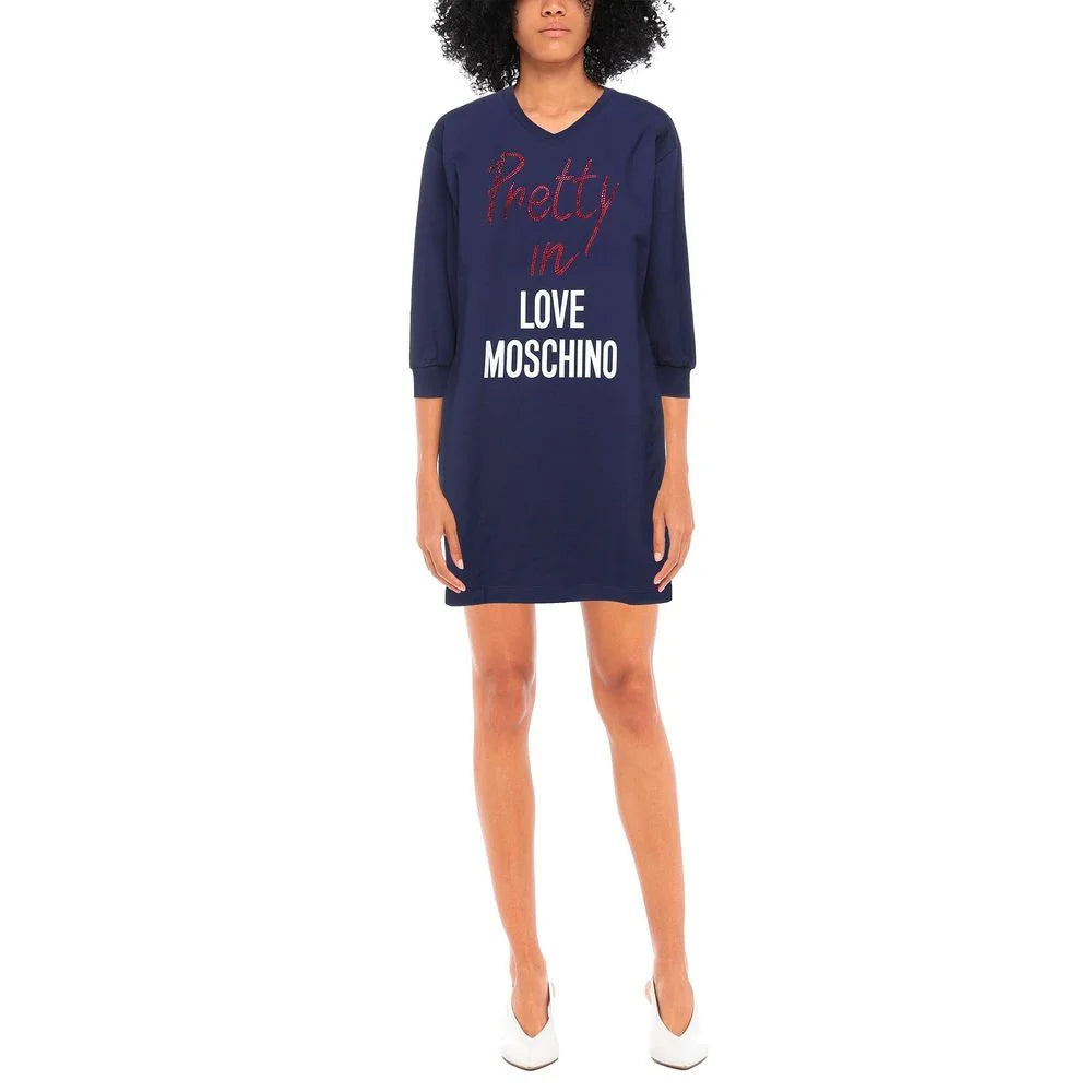 Love Moschino Blue Cotton Women Dress - IT44|L - Dresses