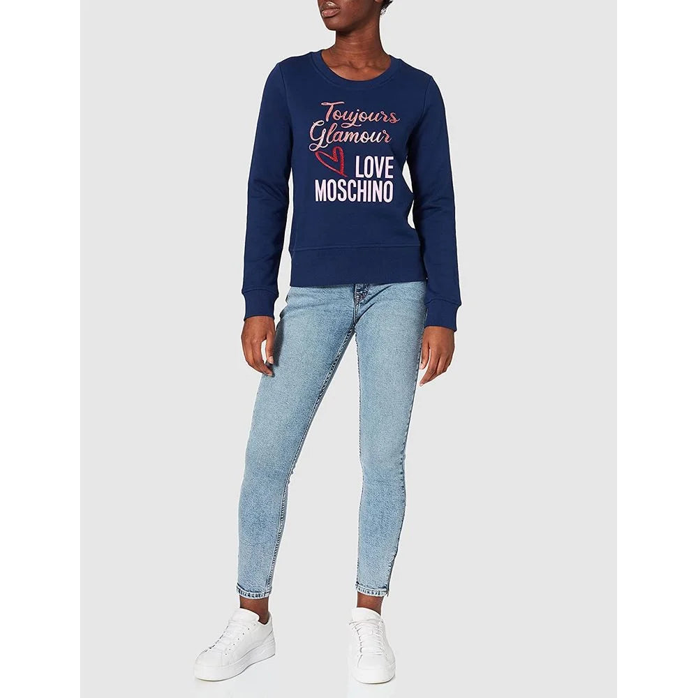 Love Moschino Blue Cotton Women Sweater - Sweatshirts