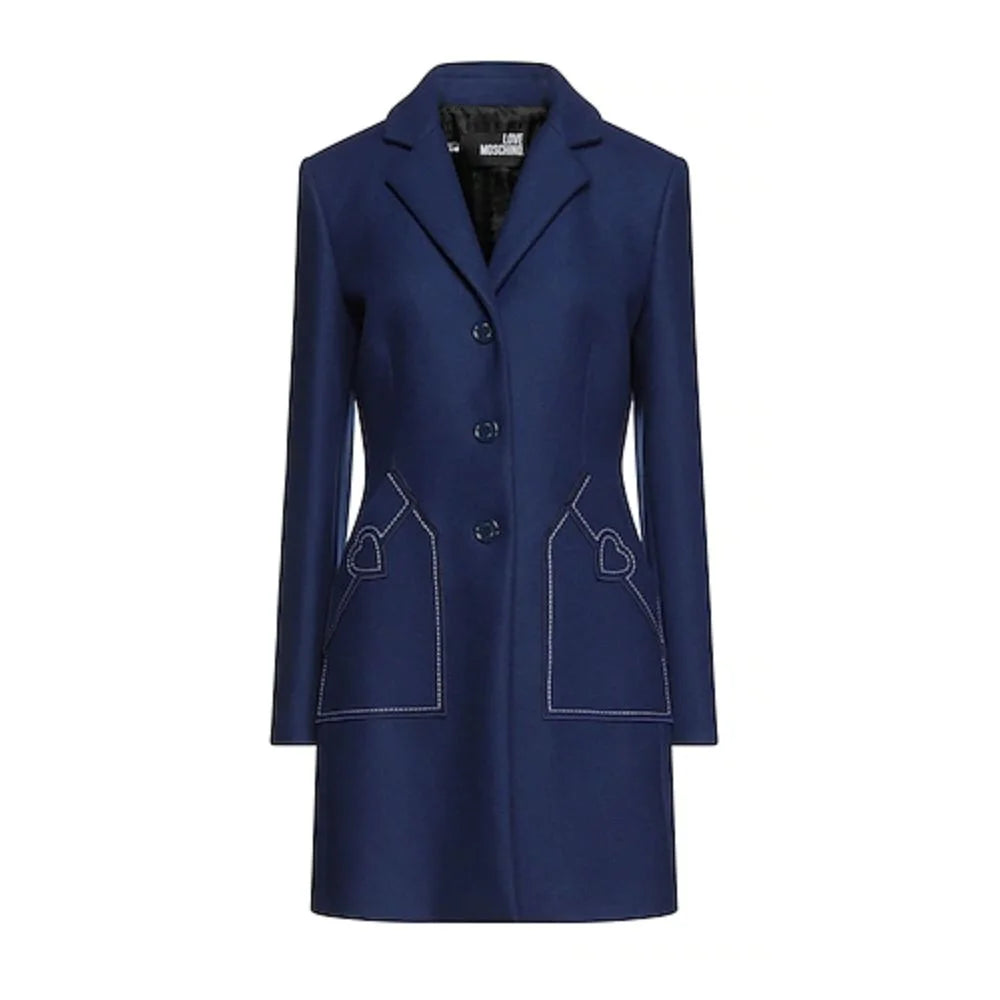 Love Moschino Blue Wool Women Coat - IT46 | L - Overcoats