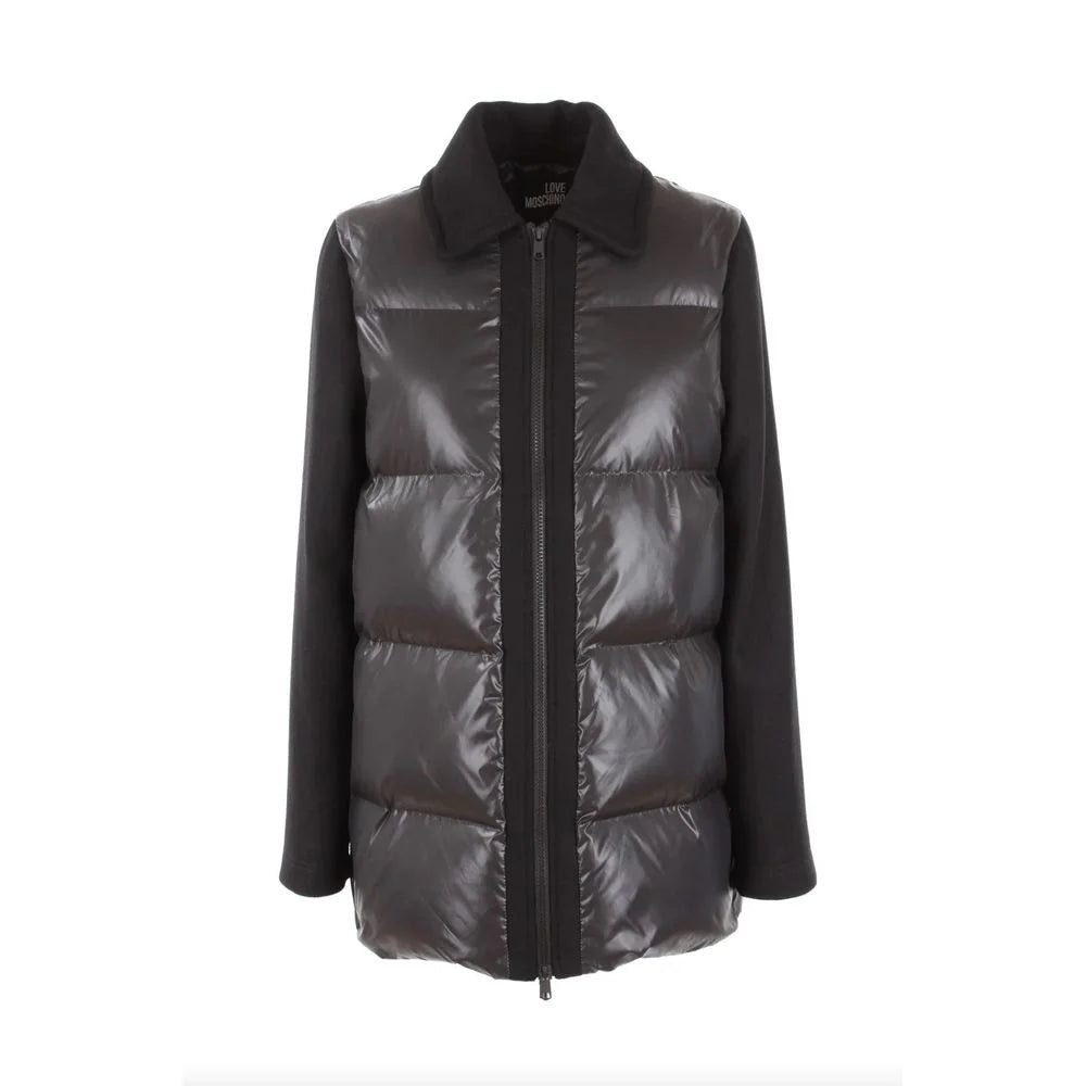 Love Moschino Chic Gray Jacket with Contrasting Accents - Puffer Jackets