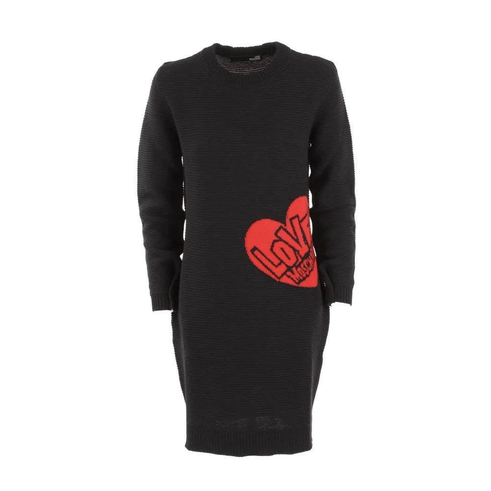 Love Moschino Chic Heart Pattern Knit Wool-Blend Dress - IT44|L - Dresses