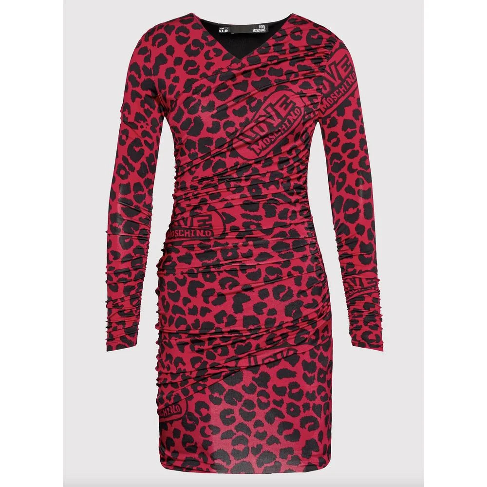 Love Moschino Chic Leopard Texture Dress in Pink and Black - IT40|S - Dresses