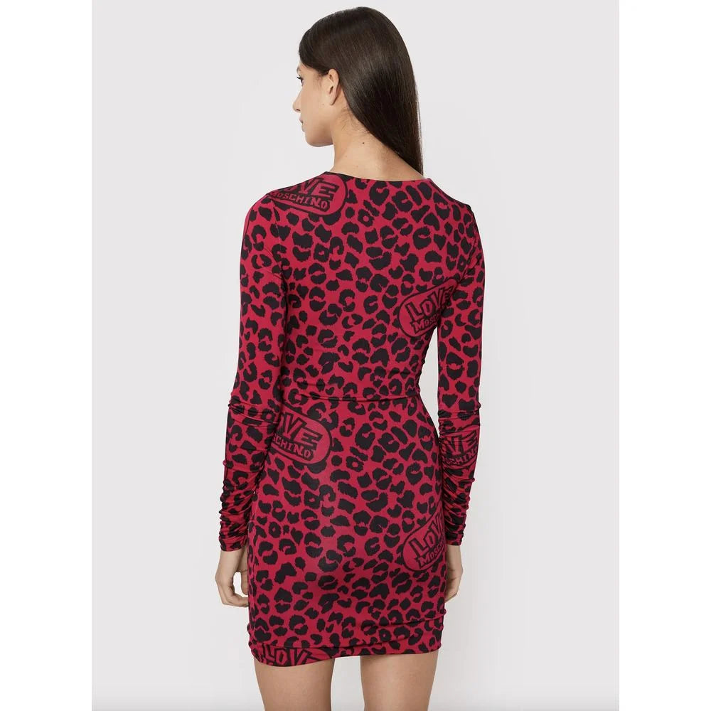 Love Moschino Chic Leopard Texture Dress in Pink and Black - IT40|S - Dresses