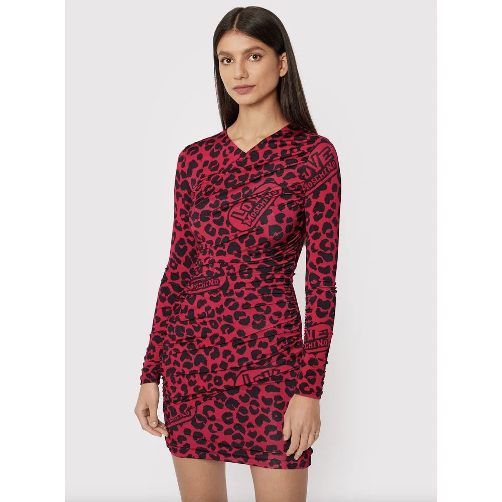 Love Moschino Chic Leopard Texture Dress in Pink and Black - IT40|S - Dresses