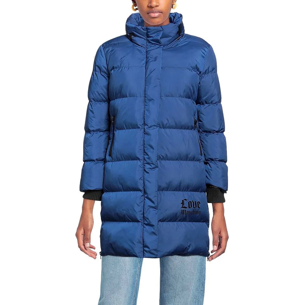 Love Moschino Chic Long Down Jacket with Logo Detail - Puffer Jackets