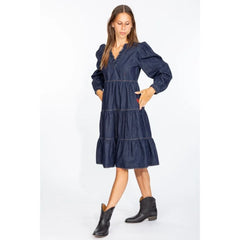 Love Moschino Elegant Dark Blue Denim Flare Dress - IT40|S - Dresses