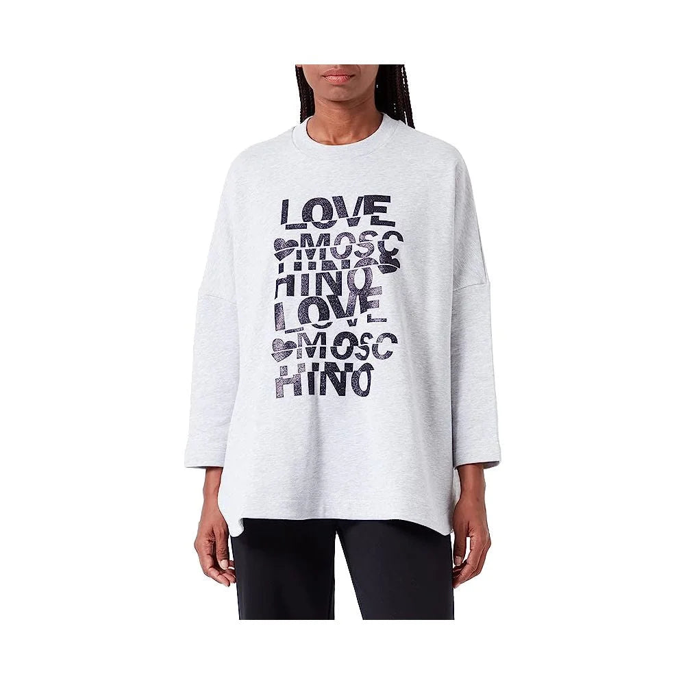 Love Moschino Gray Cotton Women’s Oversized Sweatshirt - Sweatshirts