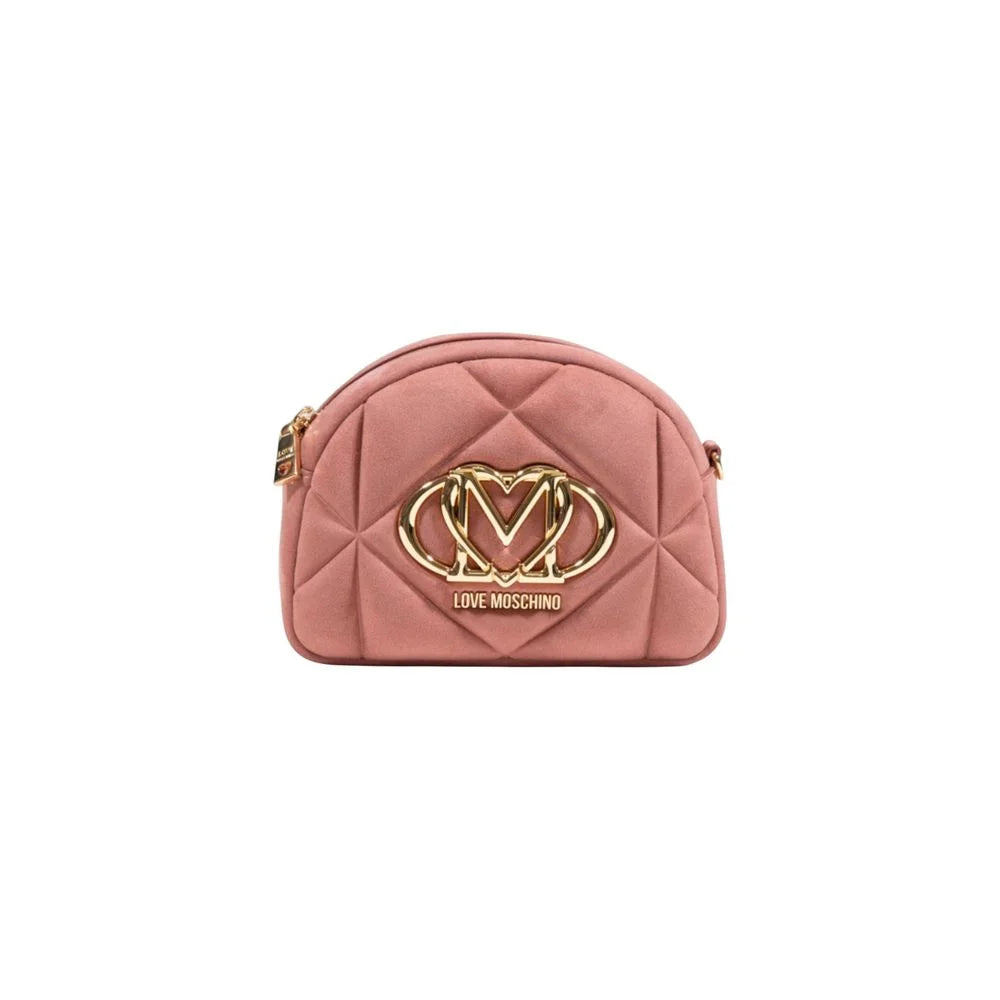 Love Moschino Pink Suede Leather Handbag - Handbags