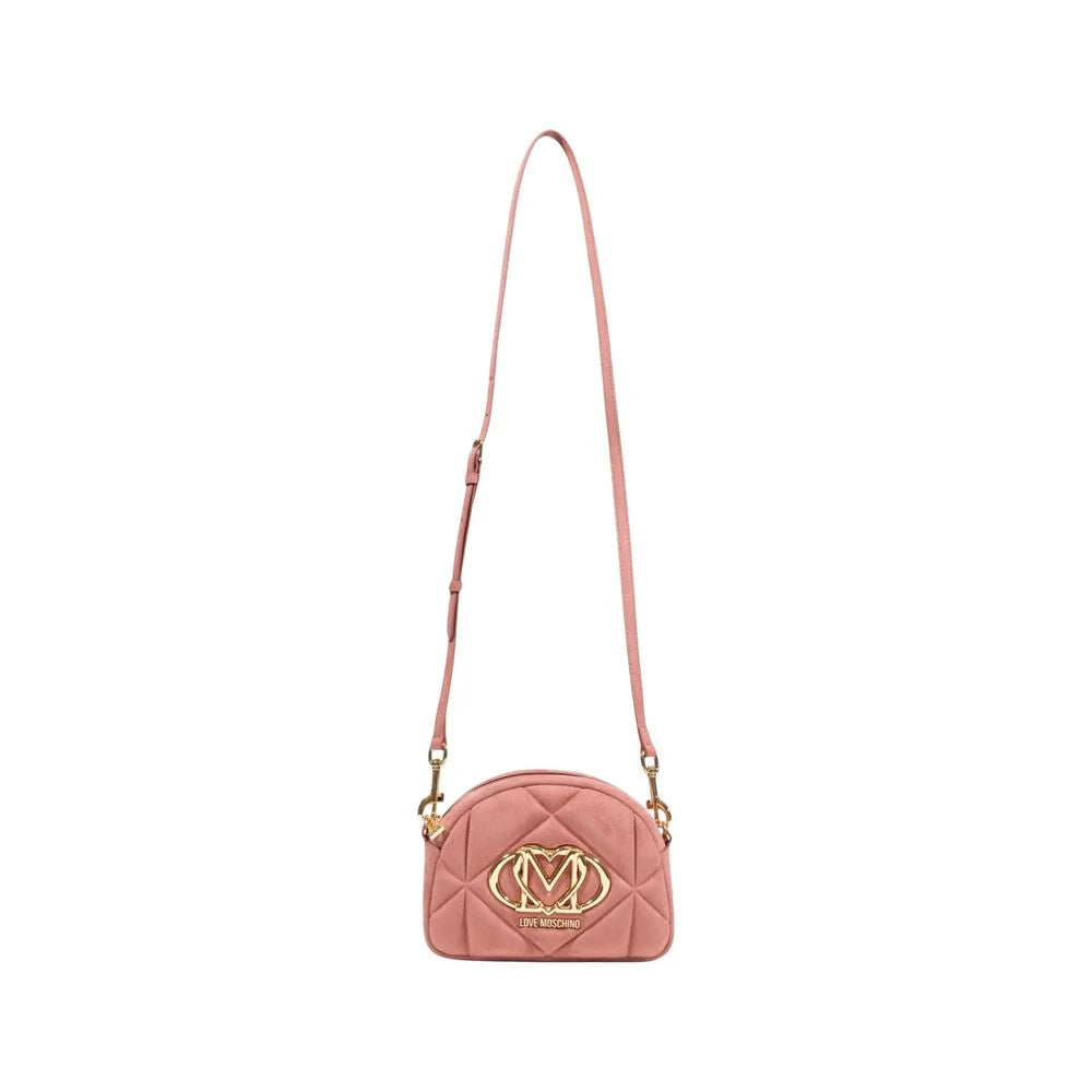 Love Moschino Pink Suede Leather Handbag - Handbags