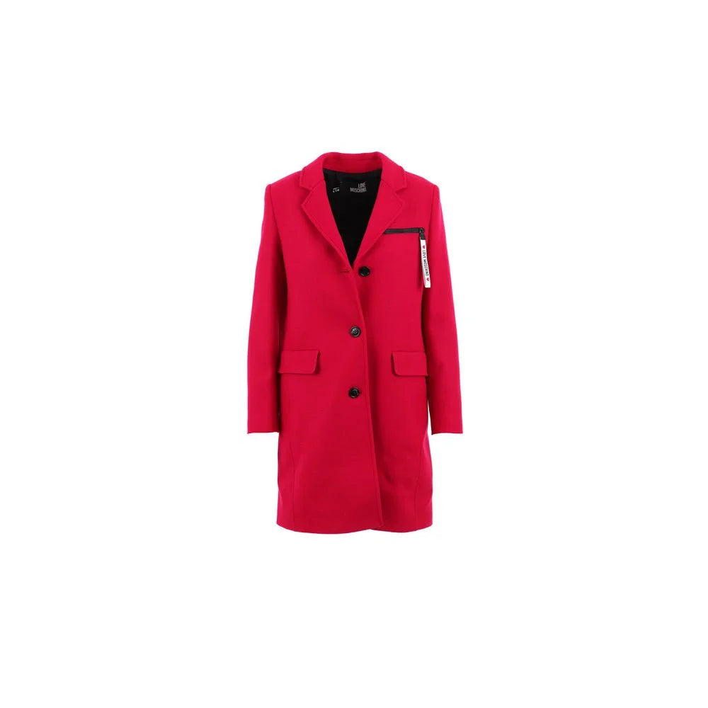 Love Moschino Red Wool Women Coat - Overcoats