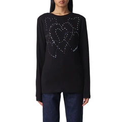 Love Moschino Rhinestone Heart Embellished Cotton Tee - IT44|L - T-Shirts