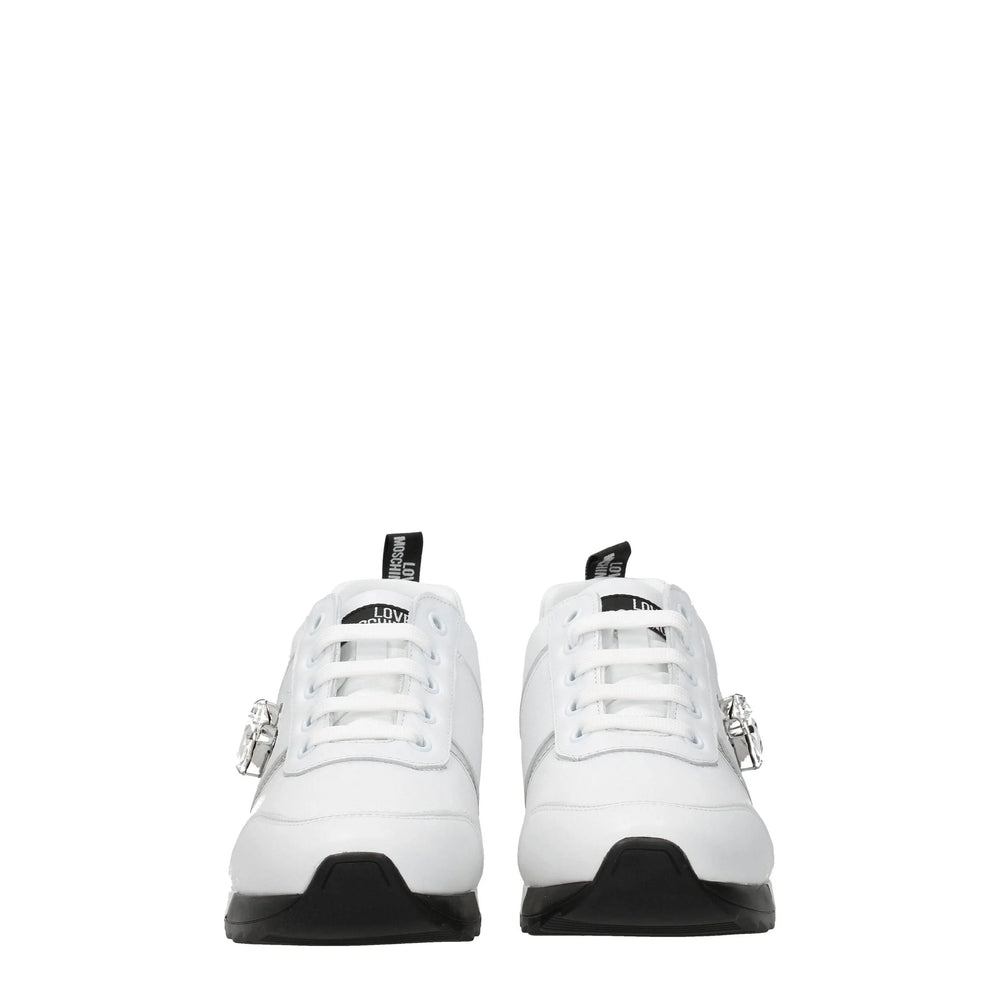 Love Moschino White Leather Low Tops