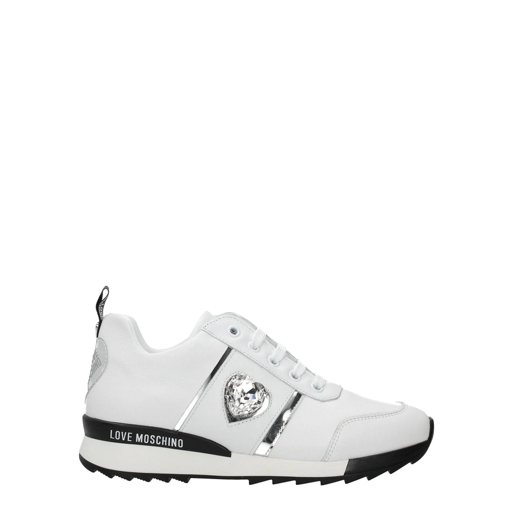 Love Moschino White Leather Low Tops - Sneakers
