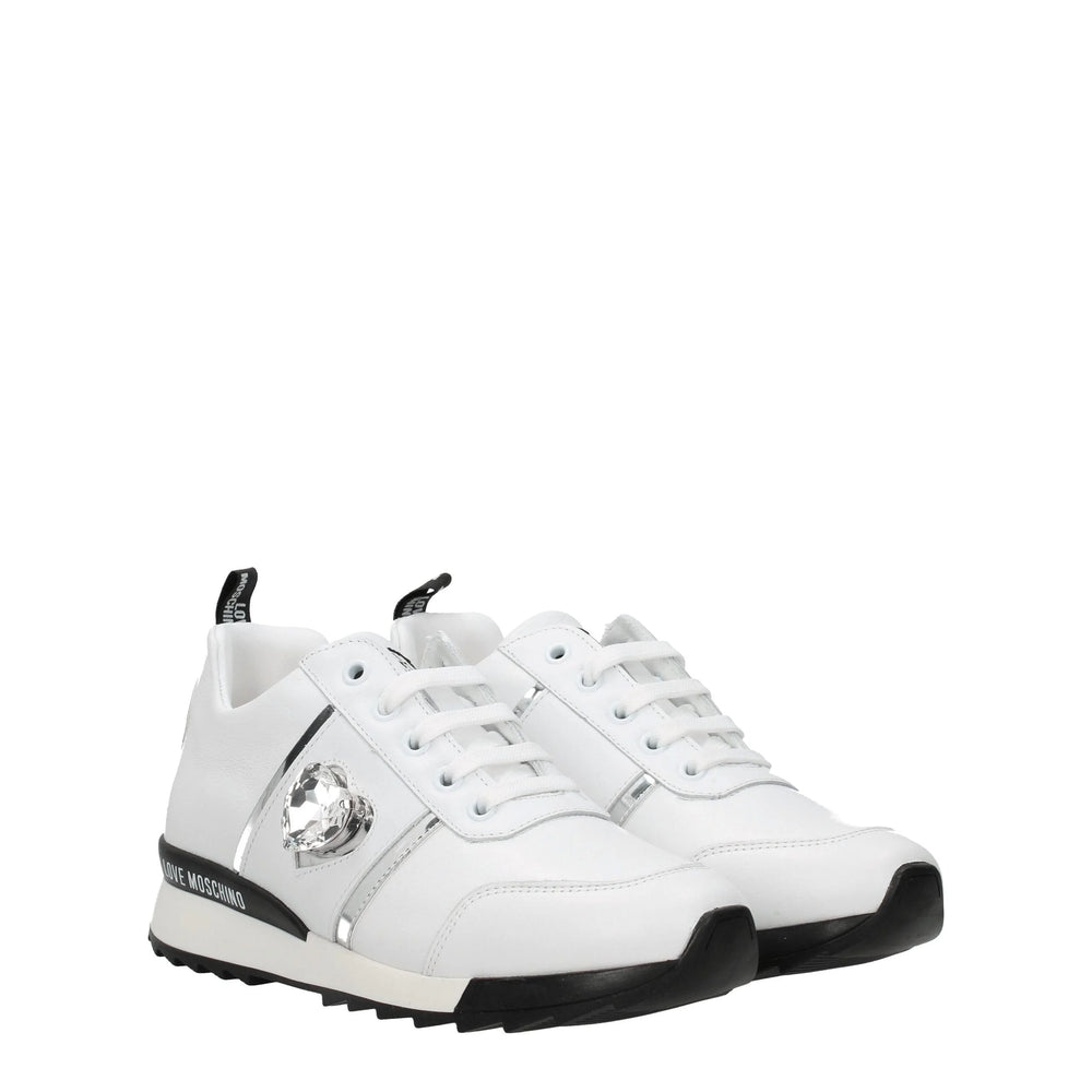 Love Moschino White Leather Low Tops - Sneakers