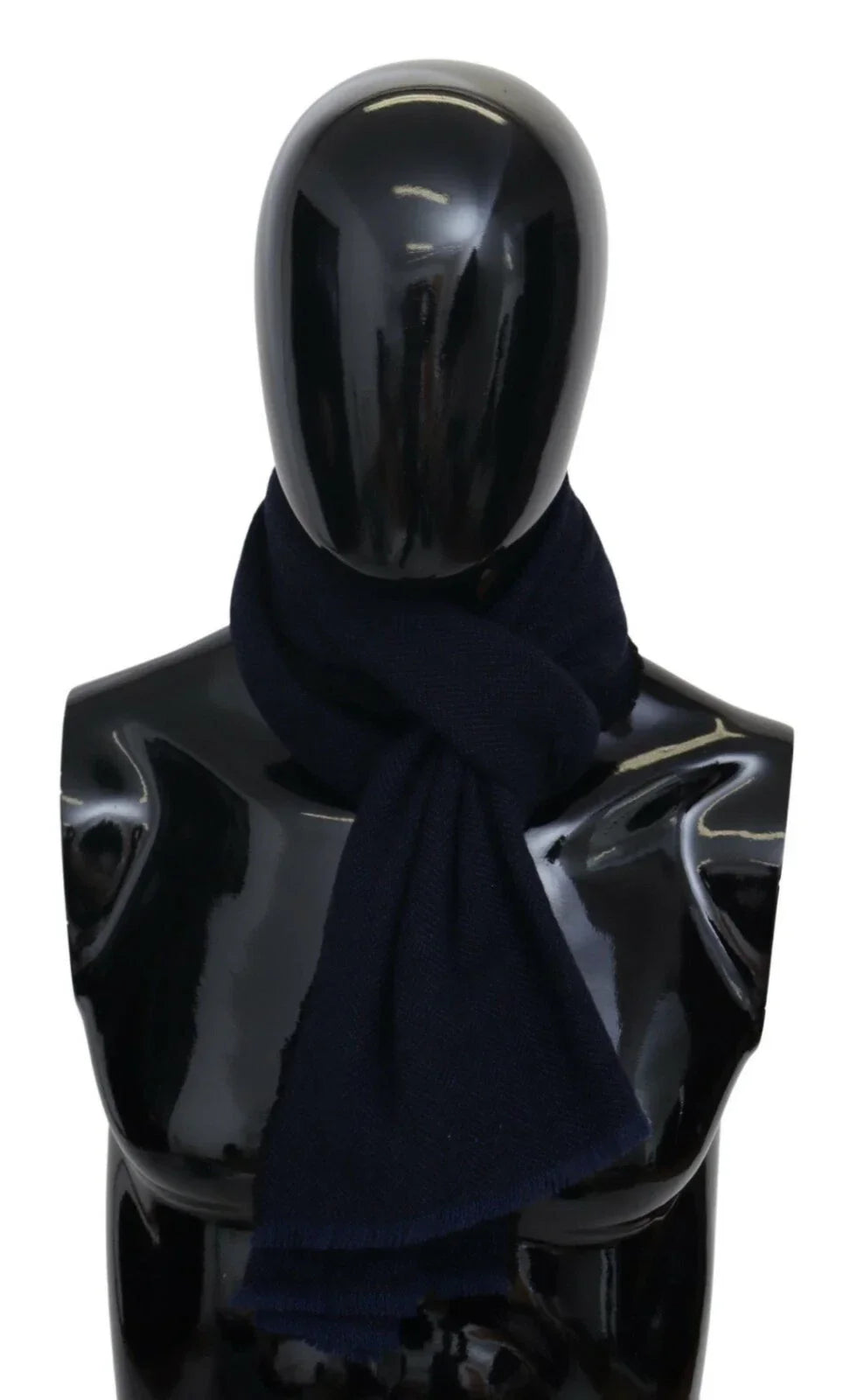 M Missoni Dark Blue Wool Unisex Neck Wrap Fringes Logo Scarf