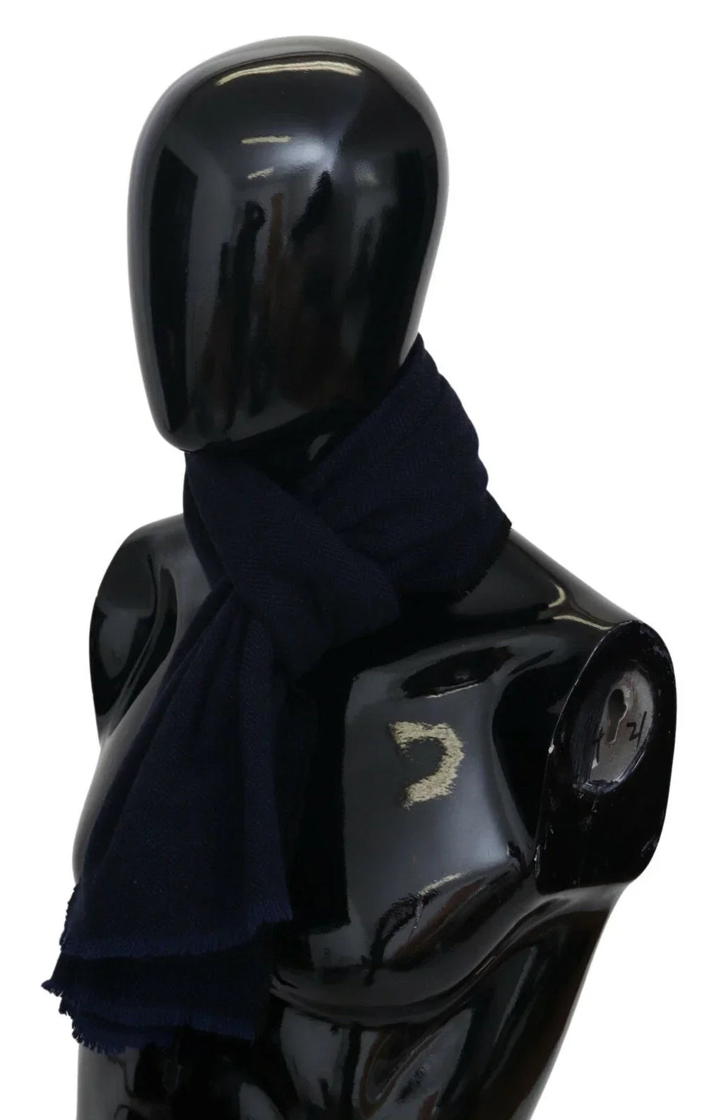 M Missoni Dark Blue Wool Unisex Neck Wrap Fringes Logo Scarf