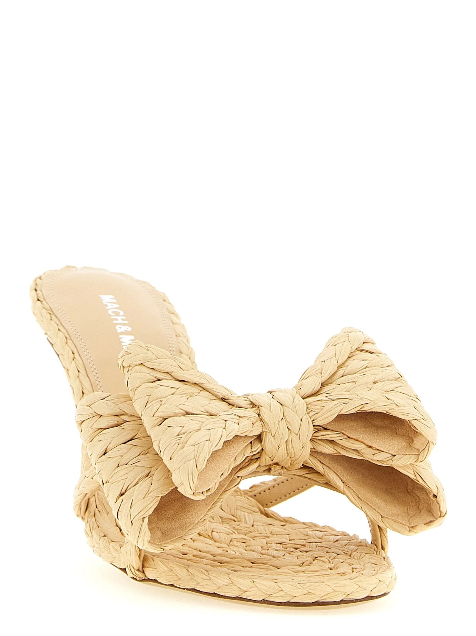 MACH & MACH Beige Raffia Stiletto Heel Sandals