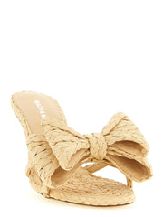 MACH & MACH Beige Raffia Stiletto Heel Sandals