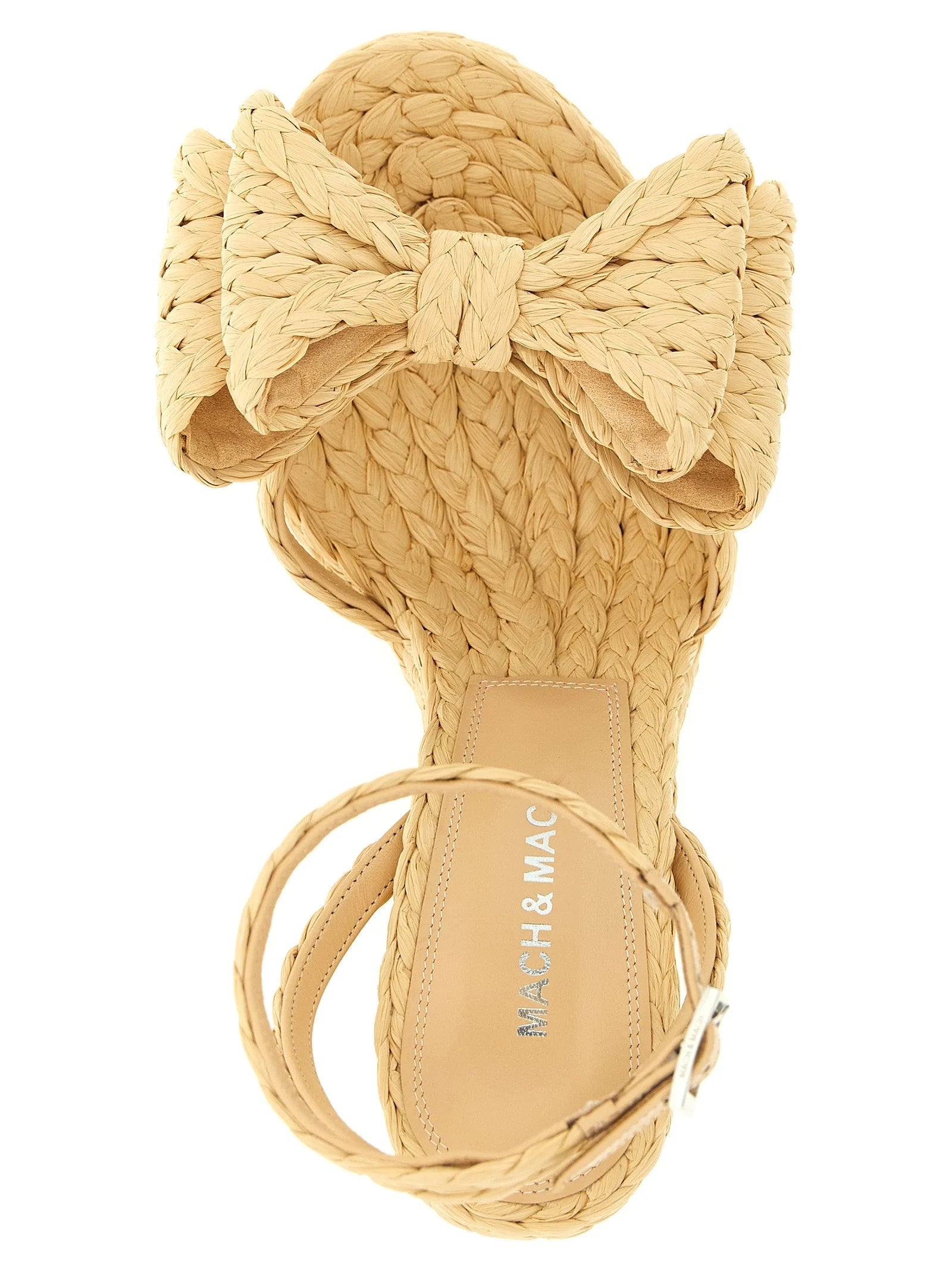 MACH & MACH Beige Raffia Wedge Sandals - EU37/US7