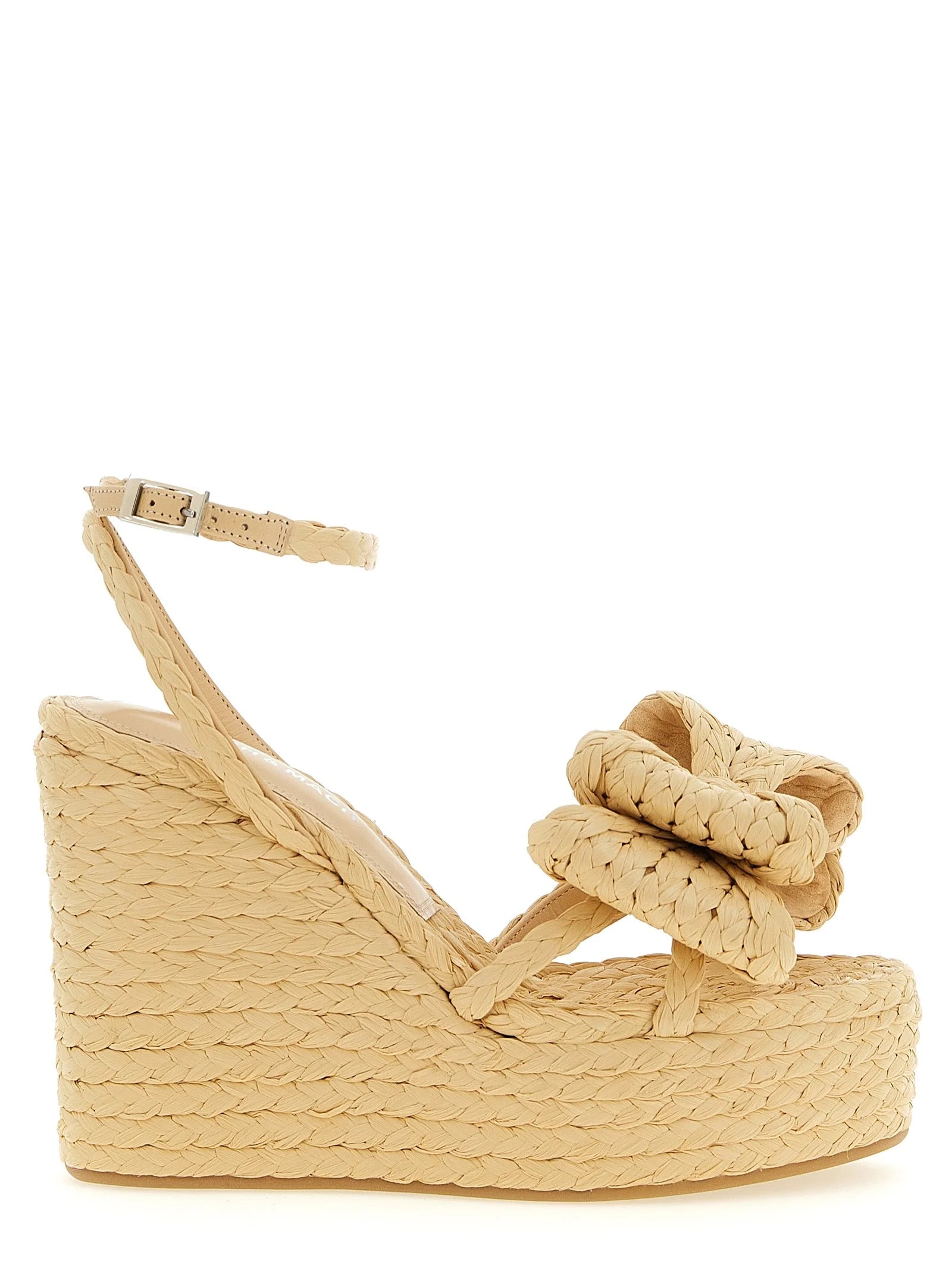 MACH & MACH Beige Raffia Wedge Sandals - EU37/US7