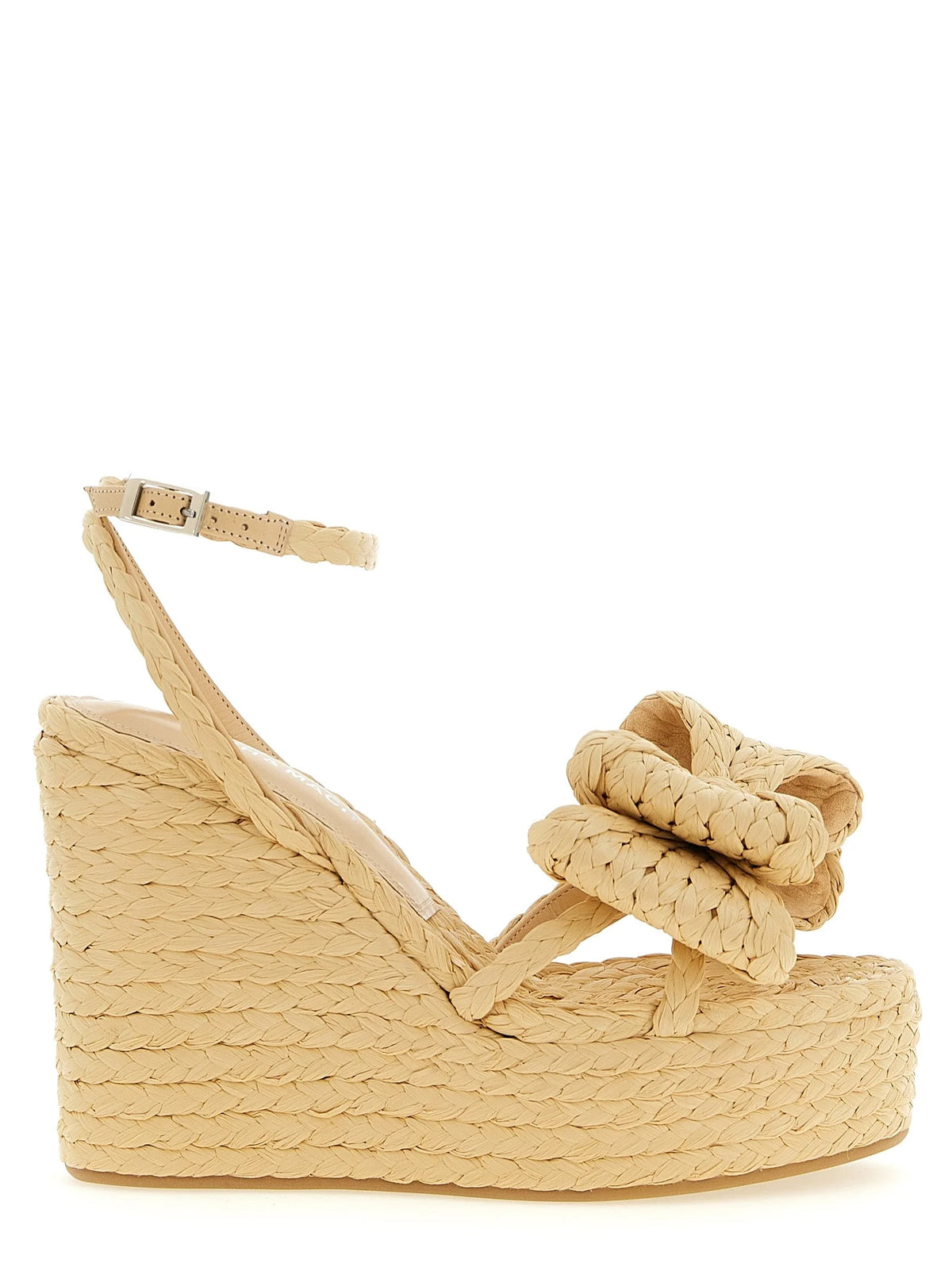 MACH & MACH Beige Raffia Wedge Sandals - EU37/US7