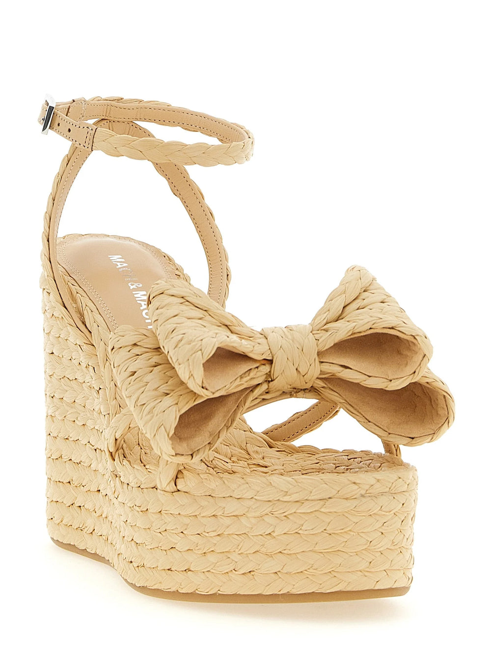 MACH & MACH Beige Raffia Wedge Sandals - EU37/US7