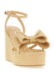 MACH & MACH Beige Raffia Wedge Sandals - EU37/US7
