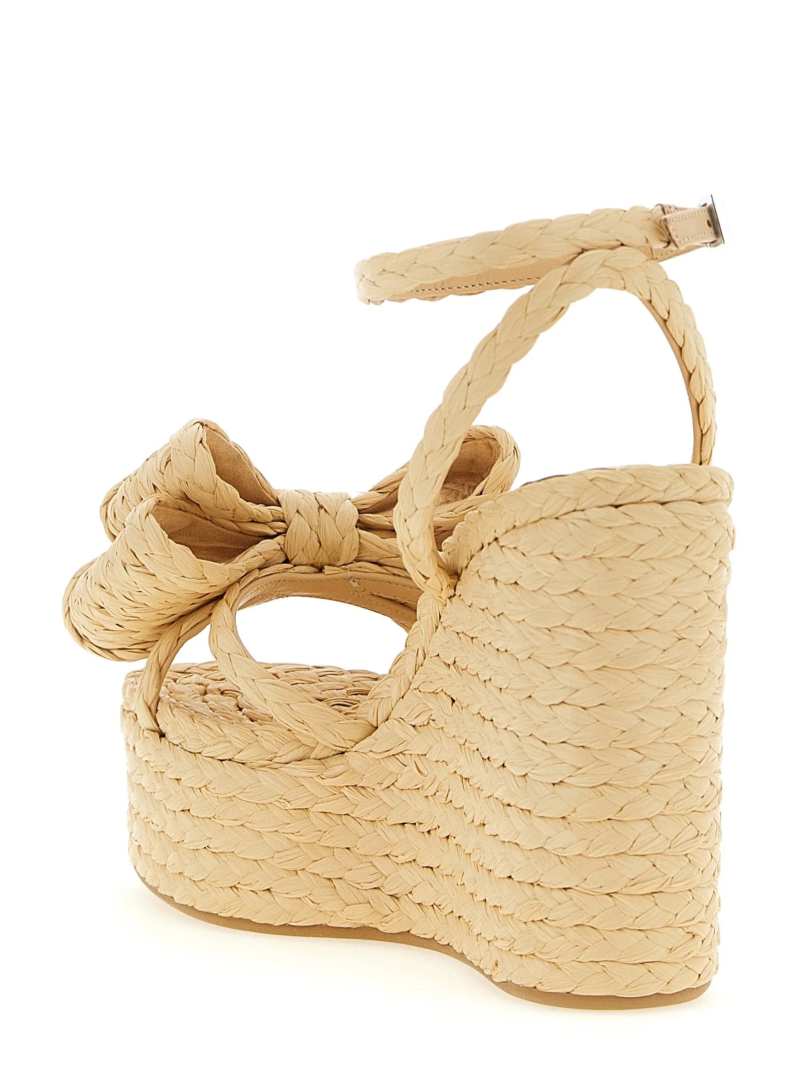 MACH & MACH Beige Raffia Wedge Sandals - EU37/US7